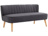 Modern Double Seat Sofa Loveseat Couch 2 Seater Compact Sofa Padded Linen Wood Leg Dark Grey T3398P378087