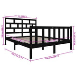Bed Frame without Mattress Black Solid Wood Pine Double 3101327
