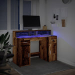 Desk with LED Lights Old Wood 120x55x91 cm Engineered Wood 3309418