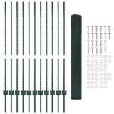 Welded Wire Fence with Posts 25 x 1.2 m PVC-Coated Steel Green 3336485