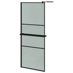 ZNTS Walk-in Shower Wall with Shelf Black 80x195cm ESG Glass&Aluminium 3185454