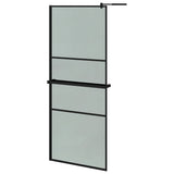 Walk-in Shower Wall with Shelf Black 80x195cm ESG Glass&Aluminium 3185454