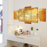 Canvas Wall Print Set World Map 200 x 100 cm 241597