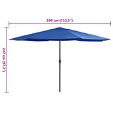 Garden Parasol Azure Blue 100% polyester, metal Large Collapsible 47385