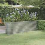 Garden Raised Bed Galvanised Steel 224x40x68 cm Silver 318902