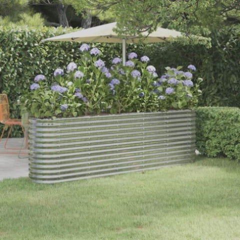 Garden Raised Bed Galvanised Steel 224x40x68 cm Silver 318902