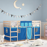 Kids' Loft Bed with Curtains without Mattress Blue 90x190cm 3206974
