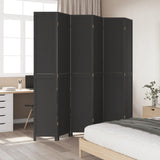 Room Divider 6 Panels Black Solid Wood Paulownia 358860