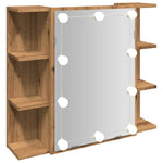 ZNTS Mirror Cabinet with LED Artisan Oak 70x16.5x60 cm 857004