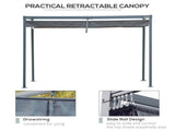 4 x 3m Retractable Roof Gazebo, Metal Pergola Patio Sun Shelter with Retractable Canopy, Grey T3398P310863