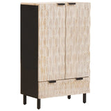 Highboard White Wash Finish 60 x 33 x 100 cm Solid Mango Wood 4017894