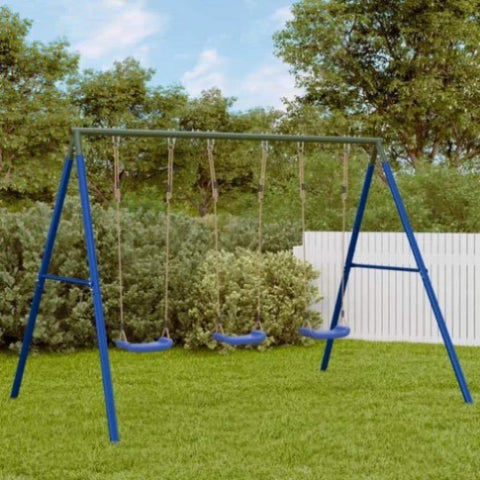 ZNTS Swing Frame for Outdoor with 6 Hanging Hooks Blue Steel 4009877