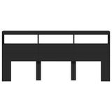 Headboard Cabinet with LED Black 220x17x102 cm 839225