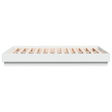 Bed Frame White Engineered Wood, Plywood Double Sturdy 3209870