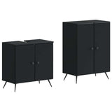2 Piece Bathroom Cabinet Set BREDA Black Engineered Wood 3417640