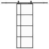 Sliding Door with Hardware Set Black 76x205 cm ESG Glass 3375948