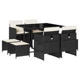 Garden Dining Set Black Poly Rattan Large Foldable 3210594