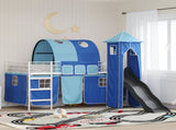 Kids'Loft Bed Frame White and Blue 80 x 200 cm Metal 42020900