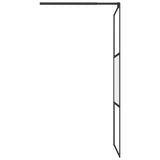 Walk-in Shower Wall with Shelf Black 90x195 cm ESG Glass&Aluminium 3185463