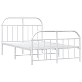 Bed Frame White Powder-Coated Steel Small Double Bed Frame 353699