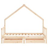 Kids Bed Frame with Drawers 80x160 cm Solid Wood Pine 834543