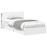 Bed Frame with Storage White 90 x 200 cm Engineered Wood 3433556