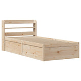 Bed Frame with Headboard 100x200 cm Solid Wood Pine 3307089