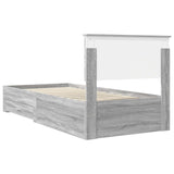 Bed Frame with Drawer Grey Sonoma 90 x 200 cm Engineered Wood 3410945
