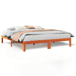 ZNTS Bed Frame without Mattress Wax Brown 180x200 cm Super King Solid Wood Pine 859225