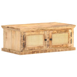 Coffee Table 90x50x35 cm Solid Mango Wood and Natural Cane 289089