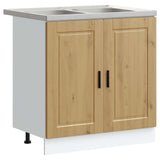Sink Base Cabinet with Door Porto 2 pcs Brown Engineered wood 3315030