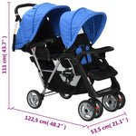 Tandem Stroller Steel Blue and Black 10112
