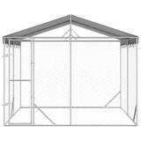 Outdoor Dog Kennel with Roof Silver 3x3x2,5 m Galvanised Steel 3190486