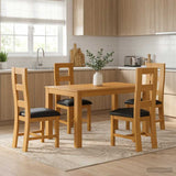Dining Set 5 pcs Black Solid Oak Wood 3430361