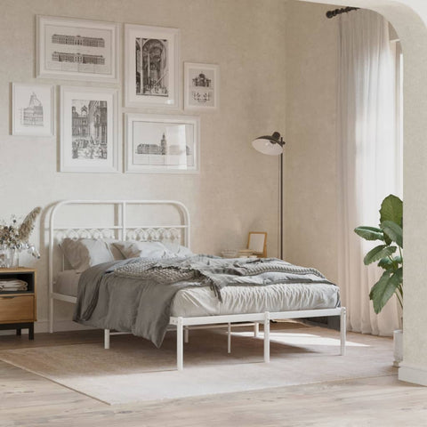 Metal Bed Frame without Mattress with Headboard White 120x190cm 376646