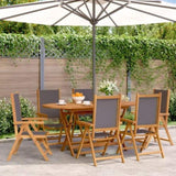 Reclining Garden Chairs 6 pcs Anthracite Fabric and Solid Wood 3214542