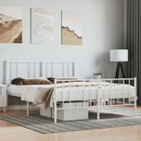 Metal Bed Frame without Mattress with Footboard White 140x190cm 352547