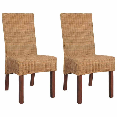 Dining Chairs 2 pcs Brown Natural Rattan 243236