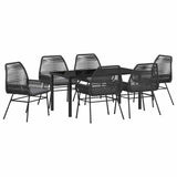 Garden Dining Set with Cushion 7 pcs Black Poly Rattan 3380873