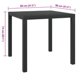 Garden Table Black 80x80x74 cm Aluminium and WPC 42790