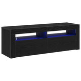 TV Cabinet with LED Black Oak 120 x 35 x 40 cm Engineered Wood 862559