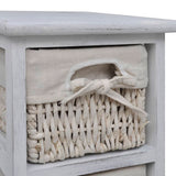 Wooden Storage Rack 4 Weaving Baskets White 240797