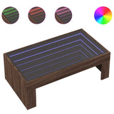 Coffee Table with Infinity LED Brown Oak 90x50x30 cm 847622