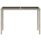 Garden Table with Glass Top Light Grey 115x54x74 cm Poly Rattan 365079