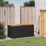 Garden Storage Box Black 110x50x54 cm Poly Rattan Acacia Wood 365955