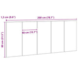 Bed Headboard Black Oak 200 x 1.5 x 80.5 cm Engineered Wood 863158