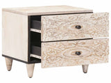 Bedside Cabinet White 40 x 33.5 x 46 cm Solid Mango Wood 4018366