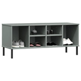 Shoe Rack with Metal Legs Grey 106x35x45 cm Solid Wood OSLO 350995