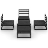 5 Piece Garden Lounge Set Black Solid Pinewood 3075268
