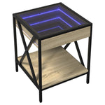 ZNTS Coffee Table with Infinity LED Sonoma Oak 40x40x49 cm 847693